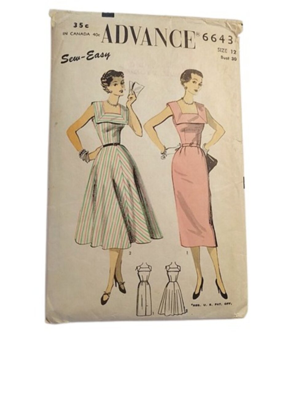 1950s Vintage Sewing Pattern Fitted Dress With A Full Or Slim Skirt Sleeveless S